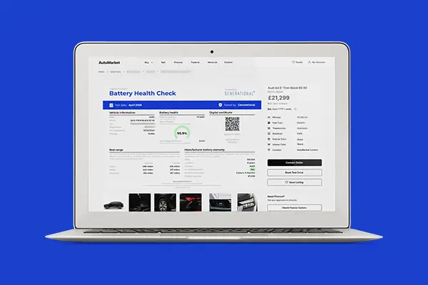 Listing-ready battery health image for vehicle adverts