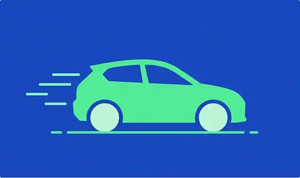 Illustration of a car moving quickly