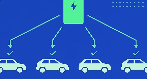 One battery charging several cars